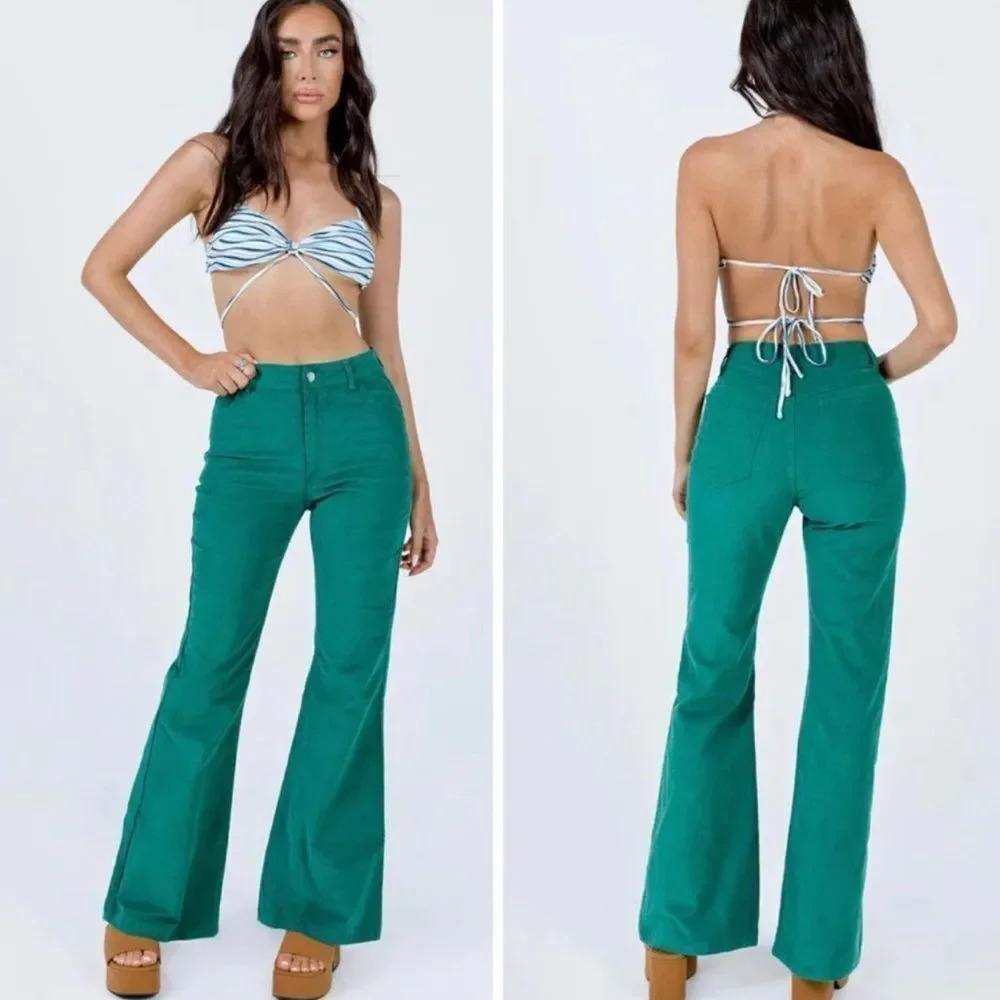 NEW Princess Polly NADIA PANTS GREEN - Picture 4 of 13